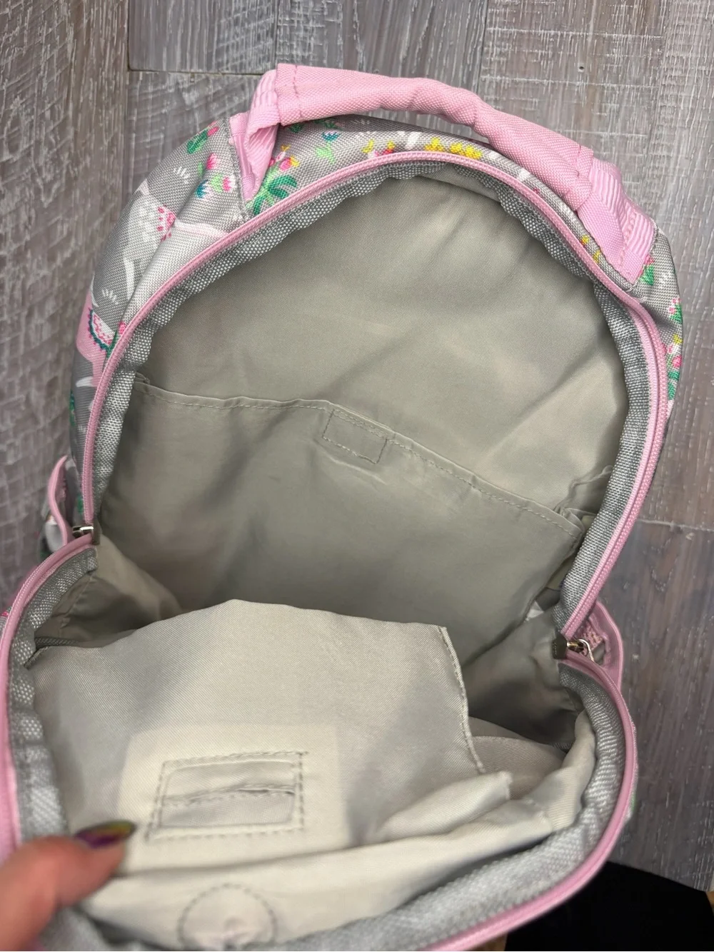 Pottery Barn Mackenzie Pink and Grey Horse / Unicorn Print Pink Backpack